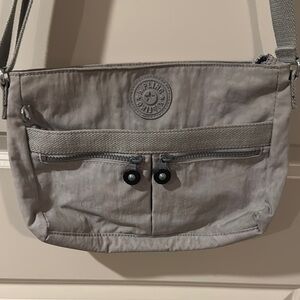 Gray Crossbody Bag with Logo